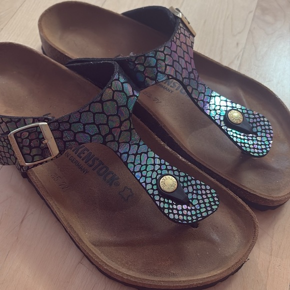 Birkenstock Gizeh Metallic Crocodile Print Sandals | Women’s Size 41 - Picture 7 of 10